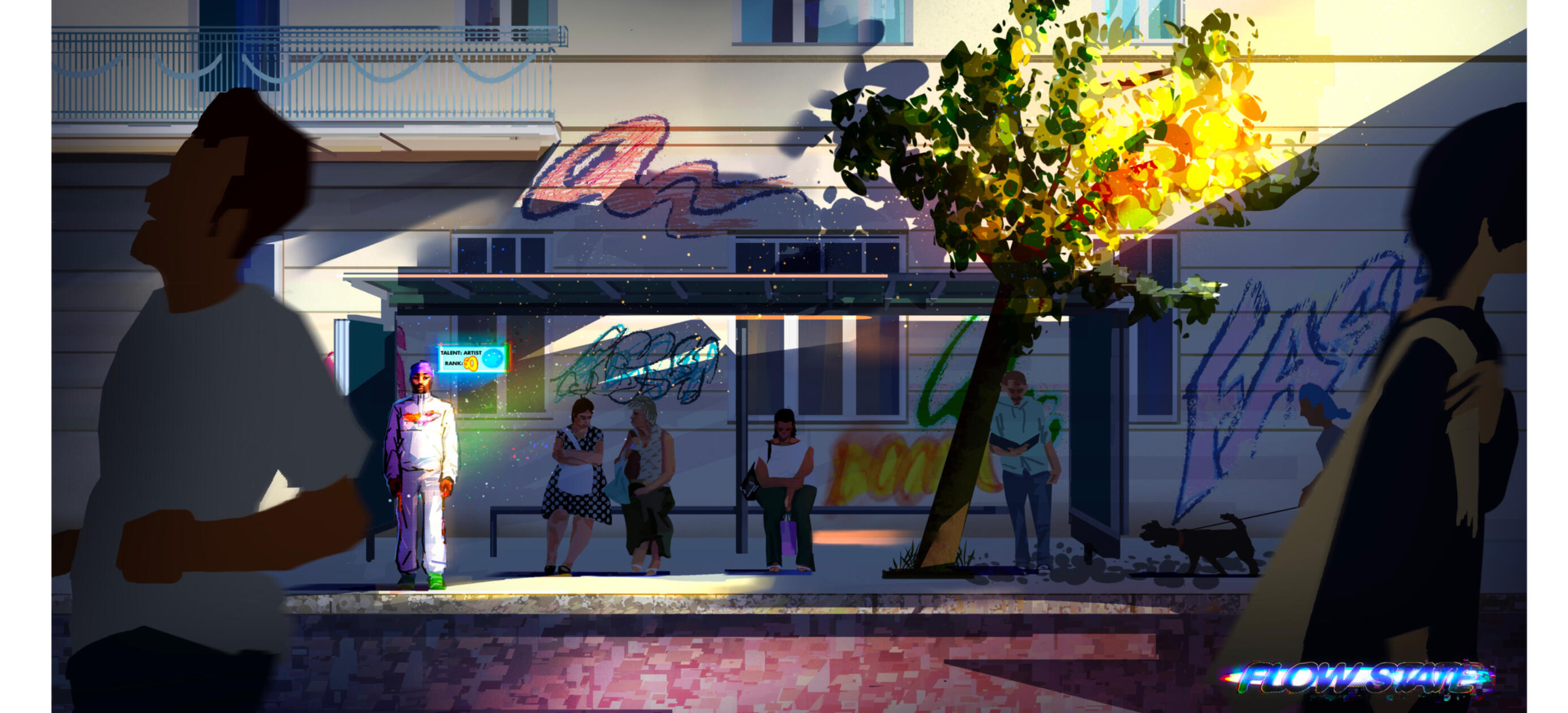 Environment exploration showing how talent, technology, and Flow State abilities exist within an everyday urban world.
